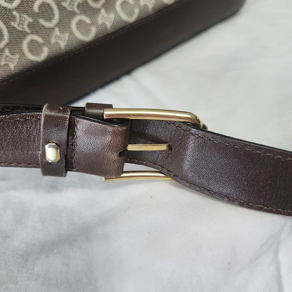Vintage CELINE Brown and Cream Crossbody Bag